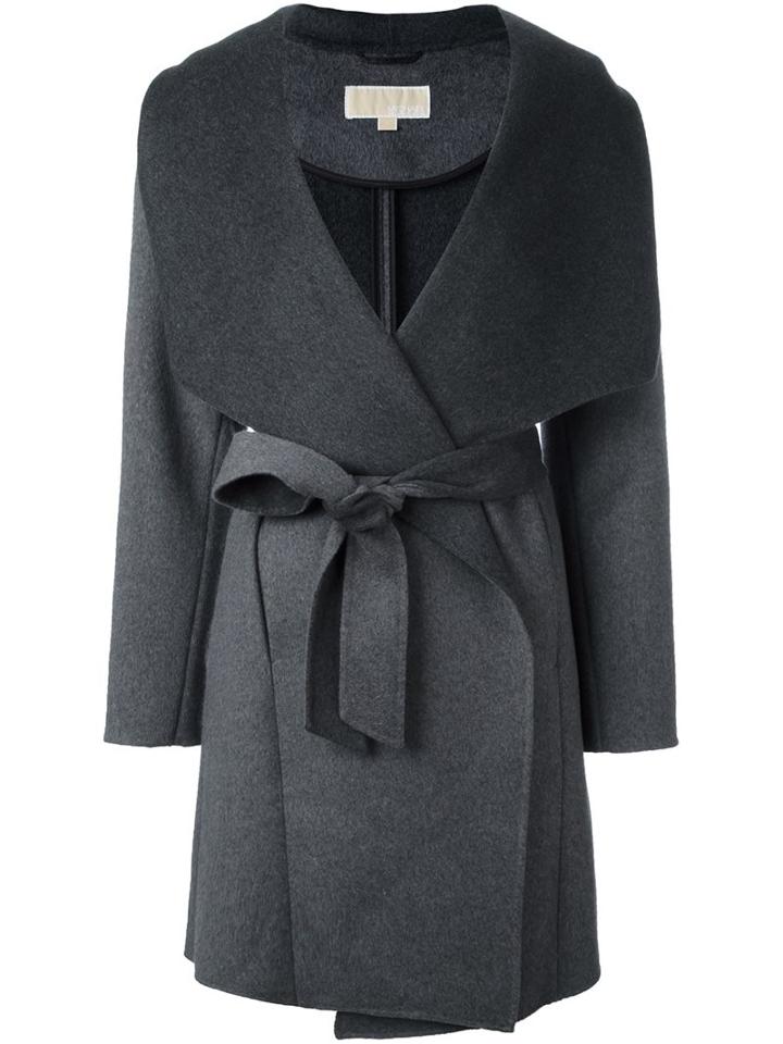 Michael Michael Kors Wrap-style Belted Coat, Women's, Size: 4, Grey, Acrylic/polyester/wool/other Fibers