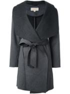 Michael Michael Kors Wrap-style Belted Coat, Women's, Size: 4, Grey, Acrylic/polyester/wool/other Fibers