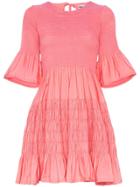 Molly Goddard Susanne Smocked Flared Dress - Pink