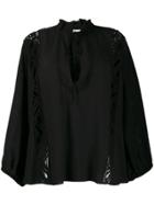Iro Lace Panel Blouse - Black
