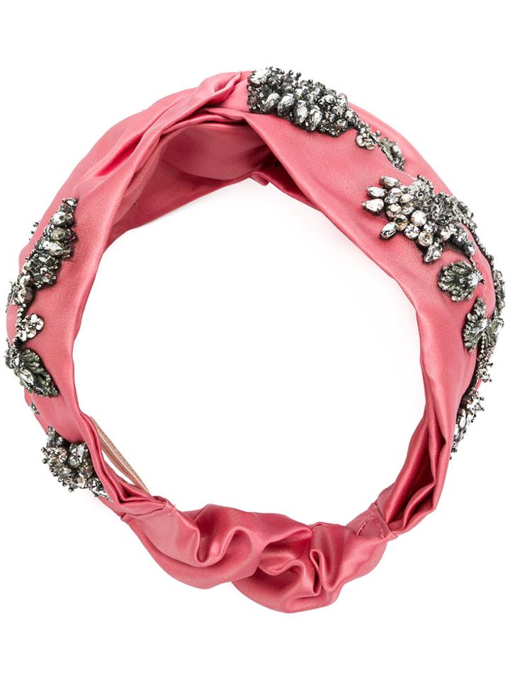 Jennifer Behr Embellished Turban - Pink & Purple