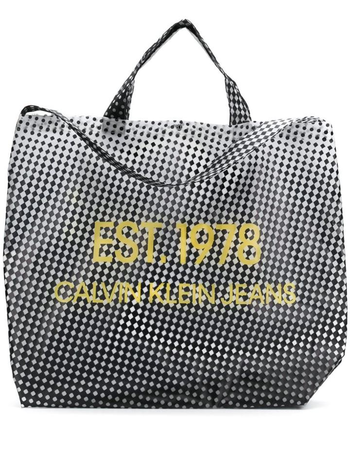 Calvin Klein Jeans Est. 1978 Checker Printed Bull Tote - Black