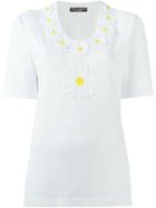 Dolce & Gabbana Daisy Appliqué T-shirt, Women's, Size: 42, White, Cotton