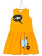 Fendi Kids Oops! Cat Print Dress, Toddler Girl's, Size: 4 Yrs, Yellow/orange