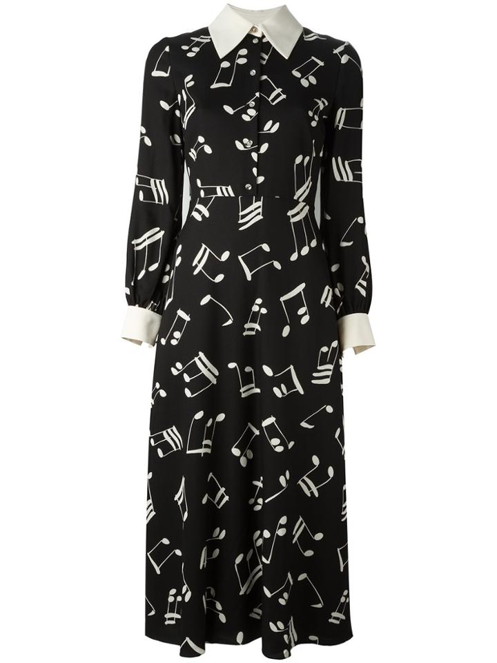 Saint Laurent 70's Printed Midi Dress - Black