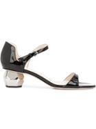 Frances Valentine Bella Sandals, Women's, Size: 7, Black, Leather/patent Leather