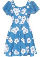 All Things Mochi Kay Floral Embroidered Mini-dress - Blue