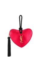 Saint Laurent Monogram Heart Metallic Clutch - Red
