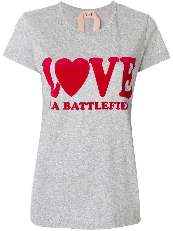 No21 - 'love Is A Battlefield' T-shirt - Women - Cotton - 42, Grey, Cotton