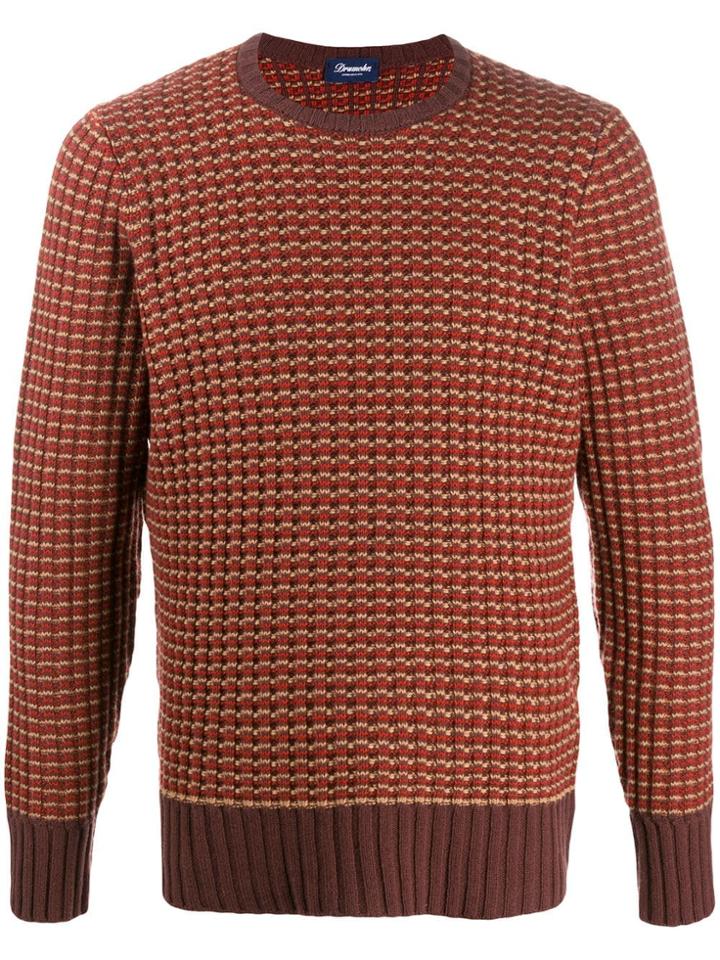 Drumohr Patterned Knit Jumper - Brown