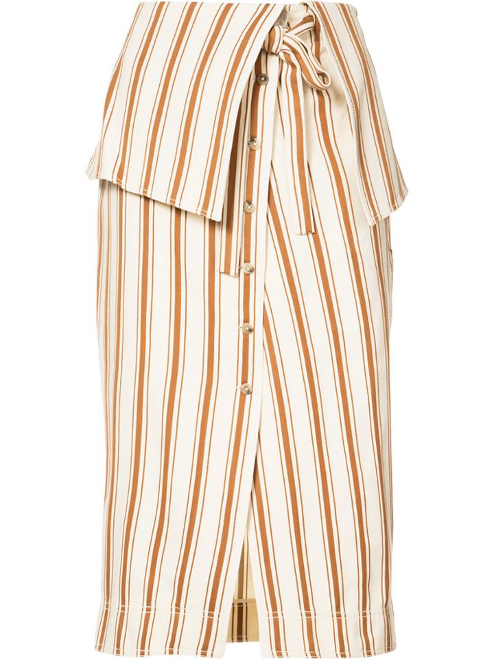 Rosie Assoulin Folded Waist Striped Skirt - Nude & Neutrals