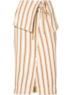 Rosie Assoulin Folded Waist Striped Skirt - Nude & Neutrals
