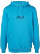 Stussy Logo Embroidered Hoodie - Blue