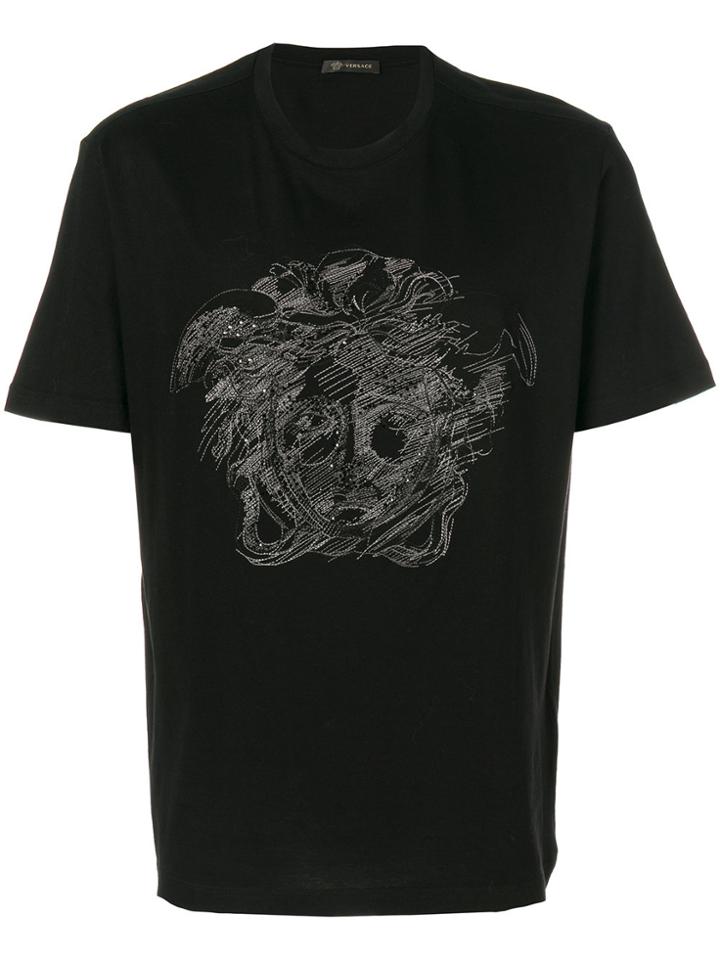 Versace Embroidered Medusa T-shirt - Black