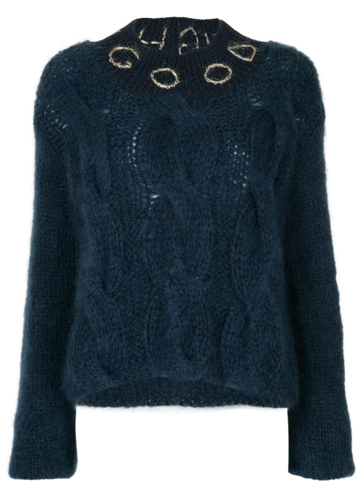 Tu Es Mon Trésor Goodbye Cable-knit Sweater - Blue