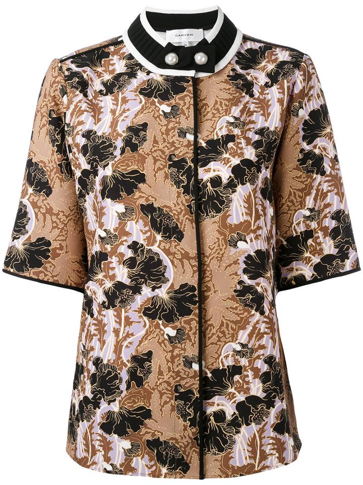 Carven - Jacquard Short Sleeve Shirt - Women - Polyester - 36, Polyester