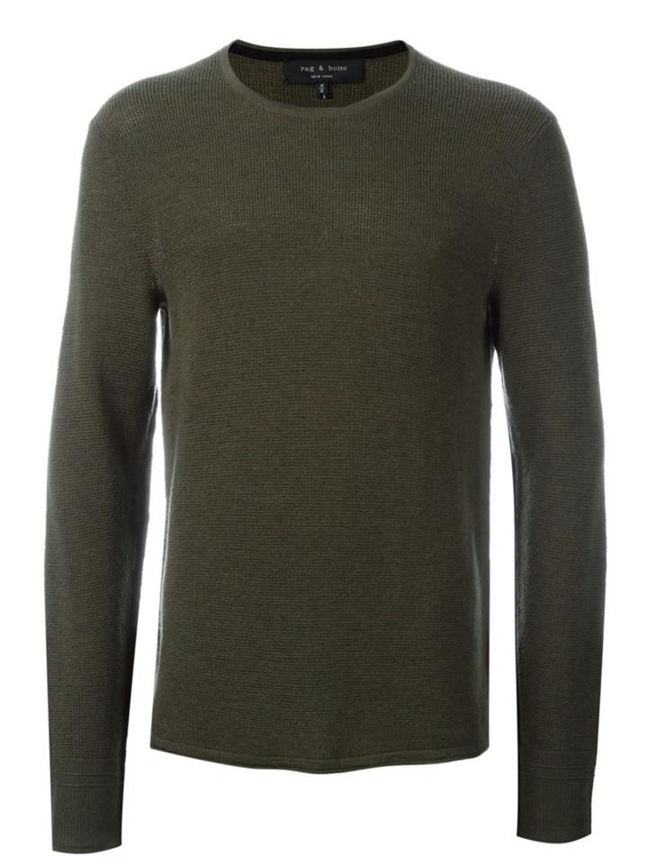 Rag & Bone Crew Neck Jumper, Men's, Size: Xl, Green, Merino