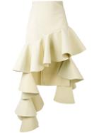 Jacquemus - Ruffled Asymmetric Skirt - Women - Polyester - 40, Nude/neutrals, Polyester