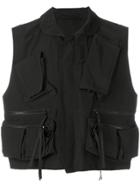 Julius Multi-pocket Cropped Gilet - Black