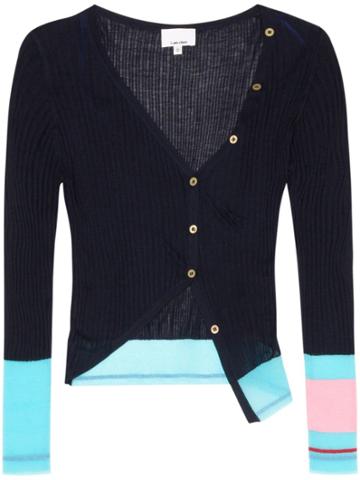 I-am-chen Silk Cropped Cardigan - Blue