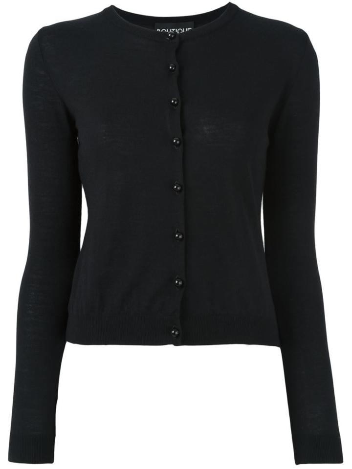 Boutique Moschino Crew Neck Cardigan, Women's, Size: 40, Black, Virgin Wool