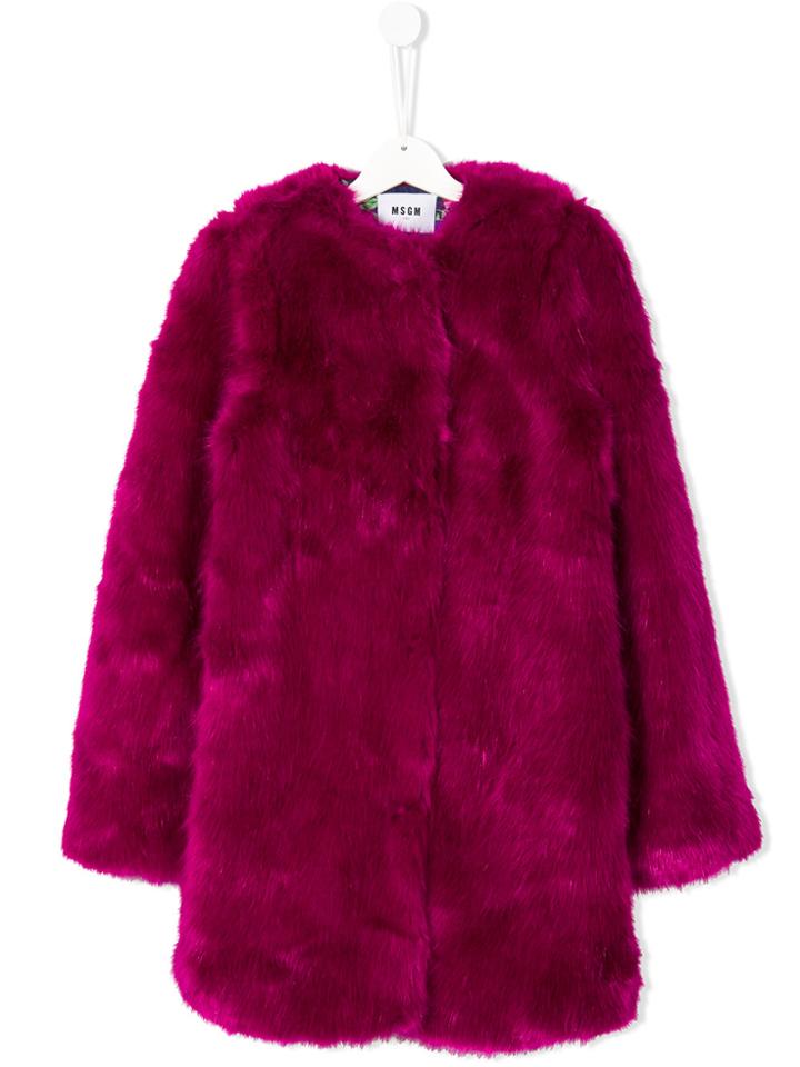 Msgm Kids Long Jacket - Pink & Purple