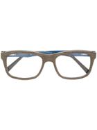 Gold And Wood Square Shaped Glasses - Grey