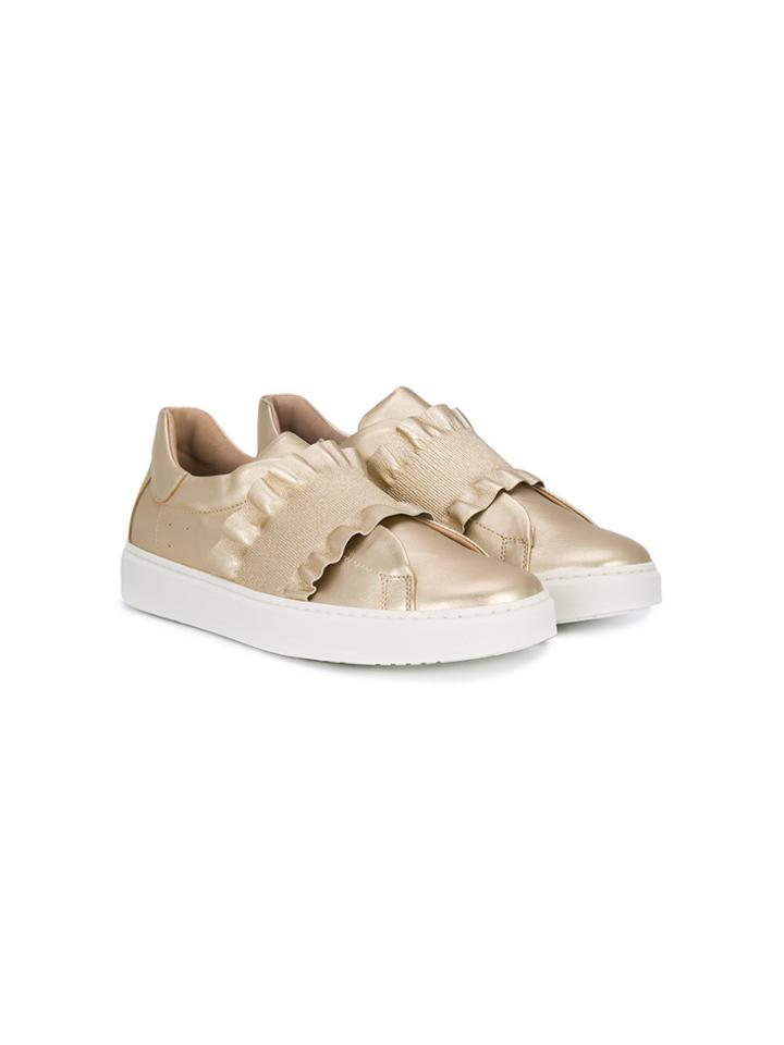 Florens Teen Ruffled Laceless Sneakers - Metallic