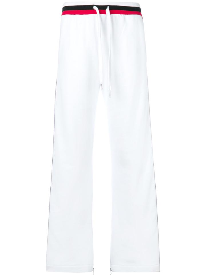 Gaelle Bonheur Tri-stripe Trim Joggers - White