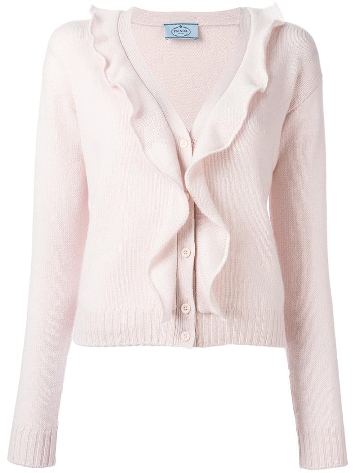 Prada Ruffled Cardigan, Women's, Size: 46, Pink/purple, Cashmere