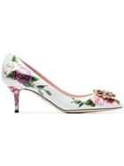 Dolce & Gabbana White, Pink And Green Rose Crystal Embellished 60