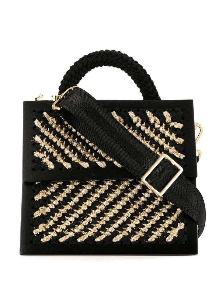 0711 Striped Copacabana Bag - Black