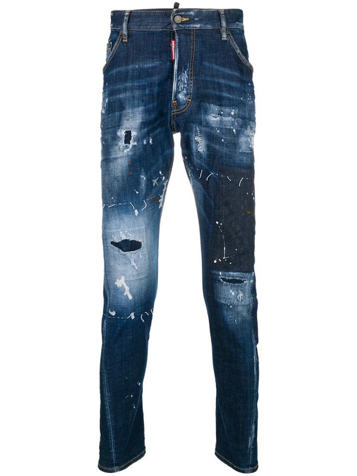 Dsquared2 Distressed Faded Jeans - Blue