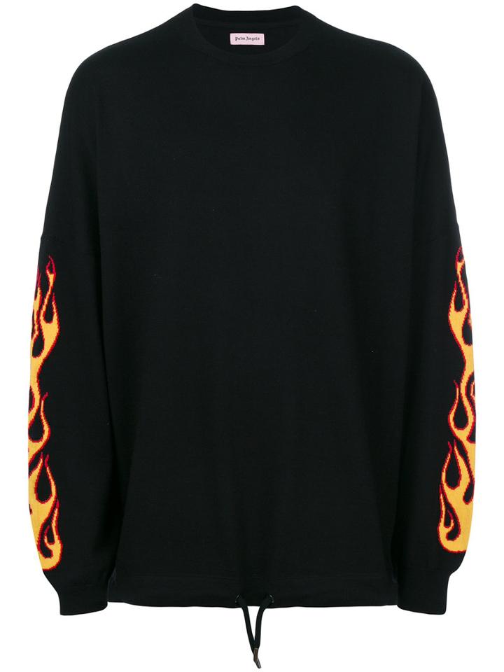 Palm Angels - Intarsia Flame Jumper - Men - Wool - L, Black, Wool