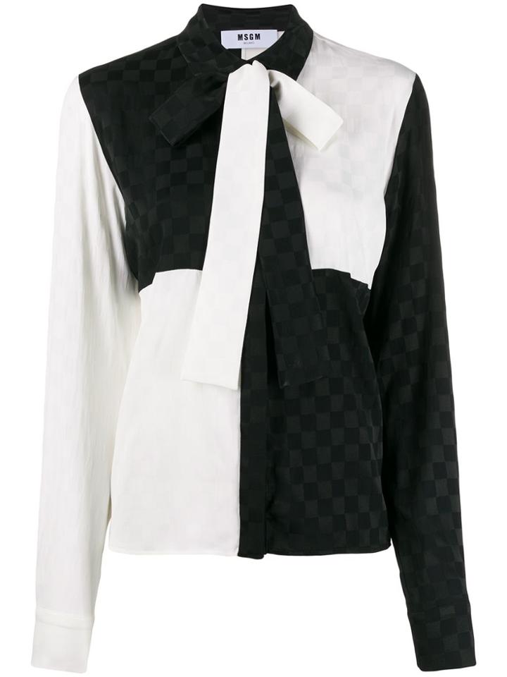 Msgm Check Panel Shirt - Black