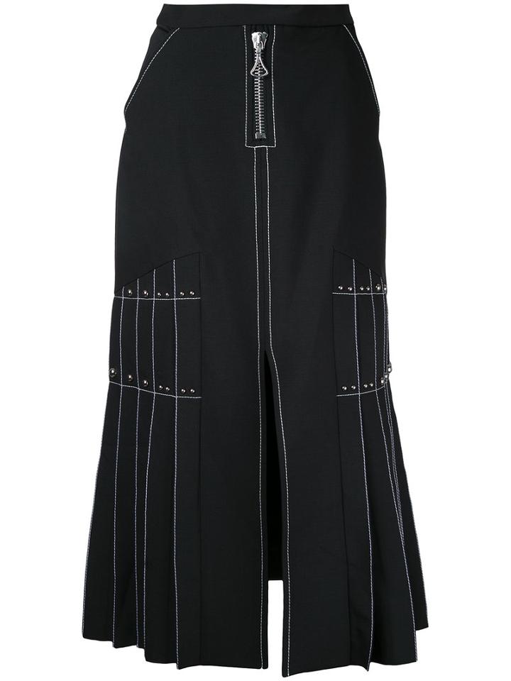 Ellery Pleated Side Maxi Skirt, Women's, Size: 8, Black, Polyester/spandex/elastane/wool