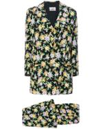 Versace Vintage Floral Waistcoat Suit - Black