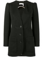 Chloé - Single Breasted Blazer With Peaked Sleeves - Women - Silk/acetate/virgin Wool - 36, Black, Silk/acetate/virgin Wool