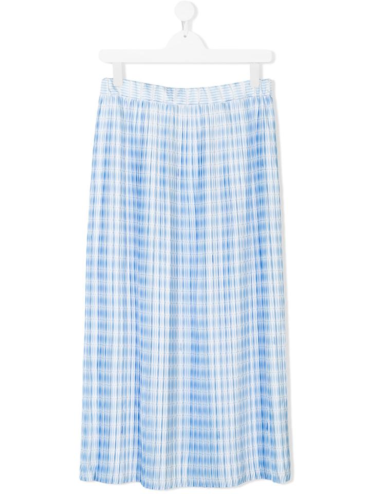Lanvin Enfant Teen Printed Pleat Long Skirt - Blue