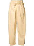 Joseph Cropped Leather Trousers - Neutrals