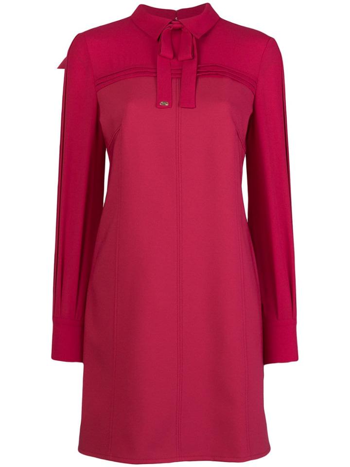 Elisabetta Franchi Tie Neck Shift Dress - Pink