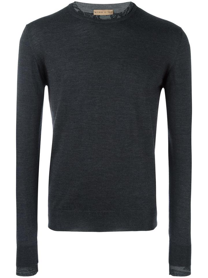 Etro Collar Detailing Jumper, Men's, Size: Large, Grey, Wool