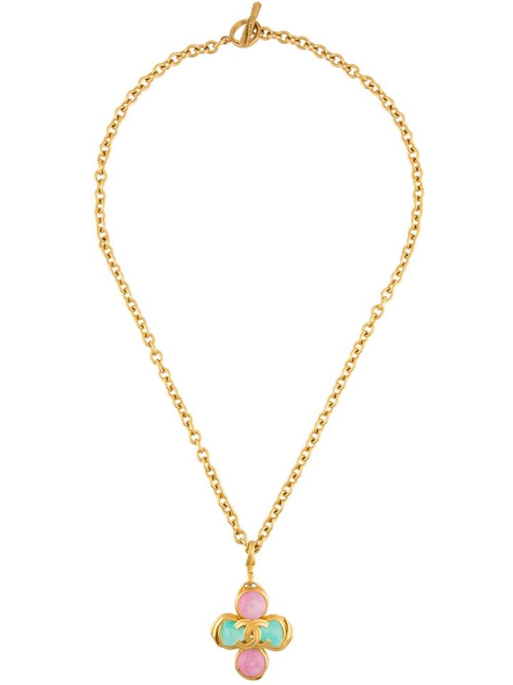 Chanel Vintage Gripoix Clover Necklace - Metallic