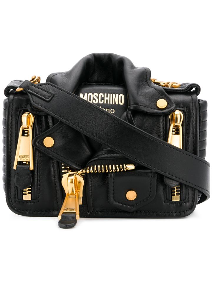 Moschino Small Biker Crossbody Bag - Black