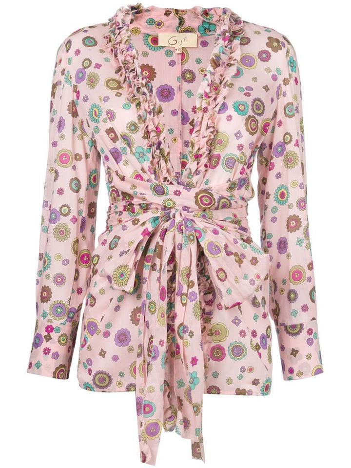 Romeo Gigli Pre-owned Floral Print Belted Blouse - Pink