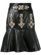 Stefano De Lellis - Embellished Skirt - Women - Leather - 42, Black, Leather