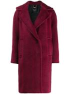 Paltò Herringbone Woven Coat - Red