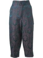 Aganovich Baroque Jacquard Cropped Trousers - Green