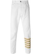 Palm Angels Striped Slim Fit Jeans, Men's, Size: 30, White, Cotton