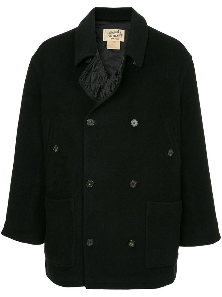 Hermès Vintage Long Sleeve Coat - Black
